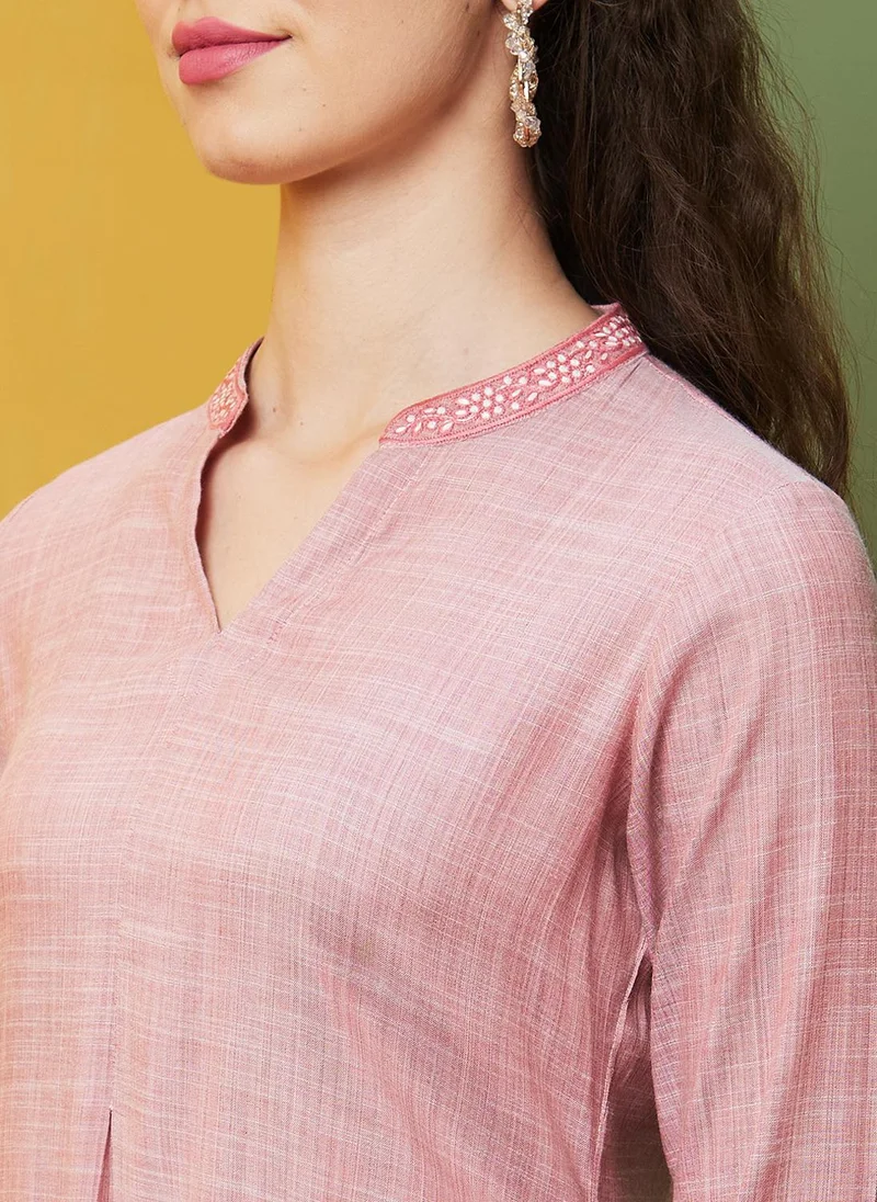 globus Pink Globus Women Embroidered Flared A Line Tunic for Women | Best Price UAE